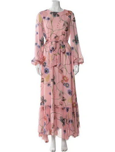 Pre-owned Borgo De Nor Silk Long Dress In Pink
