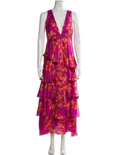 Pre-owned Borgo De Nor Silk Long Dress In Pink