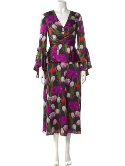 Pre-owned Borgo De Nor Silk Long Dress In Purple