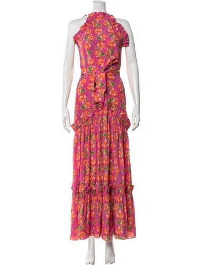 Pre-owned Borgo De Nor Silk Long Dress In Purple
