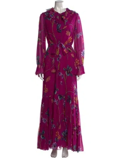 Pre-owned Borgo De Nor Silk Long Dress In Purple