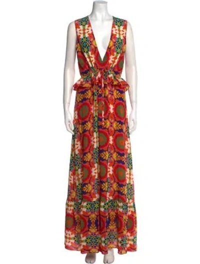 Pre-owned Borgo De Nor Silk Long Dress In Red