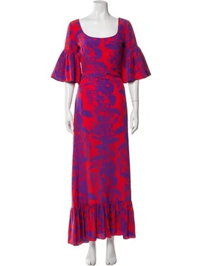 Pre-owned Borgo De Nor Silk Long Dress In Red