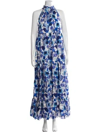 Pre-owned Borgo De Nor Silk Long Dress W/ Tags In Blue