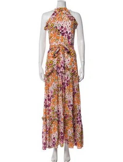 Pre-owned Borgo De Nor Silk Long Dress In White