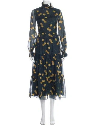 Pre-owned Borgo De Nor Silk Midi Length Dress In Blue