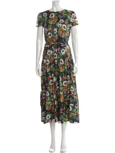 Pre-owned Borgo De Nor Silk Midi Length Dress In Blue