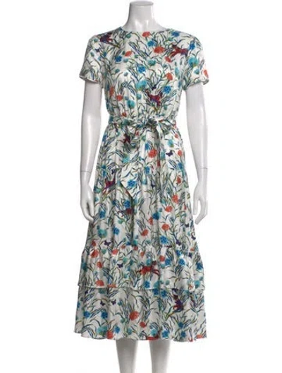 Pre-owned Borgo De Nor Silk Midi Length Dress In Multi