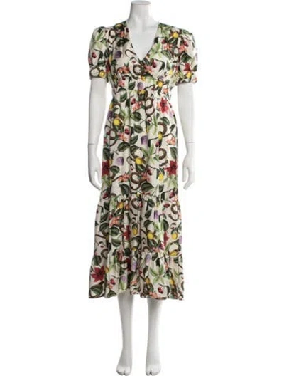 Pre-owned Borgo De Nor Silk Midi Length Dress In Neutrals