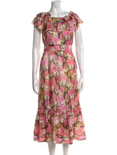 Pre-owned Borgo De Nor Silk Midi Length Dress In Pink