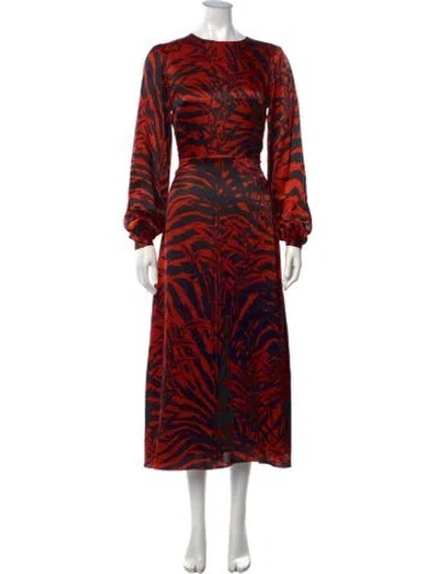Pre-owned Borgo De Nor Silk Midi Length Dress In Red