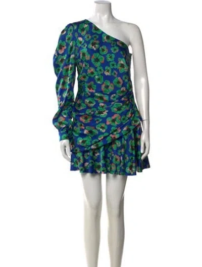 Pre-owned Borgo De Nor Silk Mini Dress In Blue/green