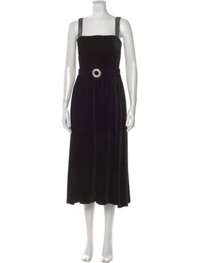 Pre-owned Borgo De Nor Square Neckline Midi Length Dress In Black