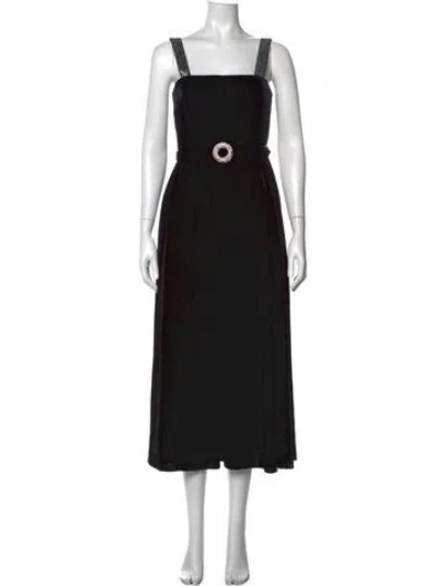Pre-owned Borgo De Nor Square Neckline Midi Length Dress In Black
