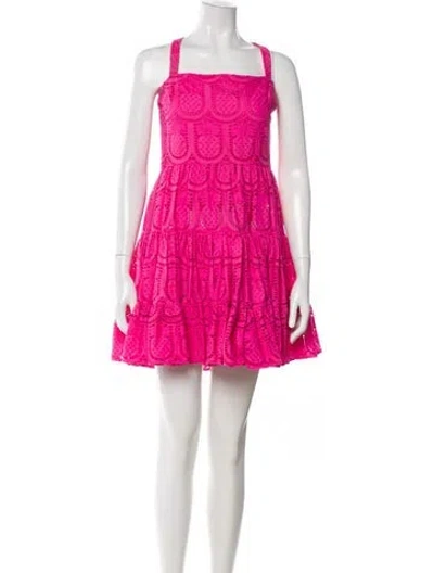Pre-owned Borgo De Nor Square Neckline Mini Dress In Pink