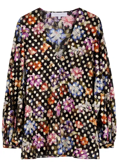 Borgo De Nor Stellan Floral-print Blouse In Black
