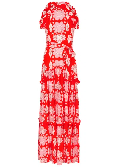 Borgo De Nor Tatiana Floral-print Maxi Dress In Red