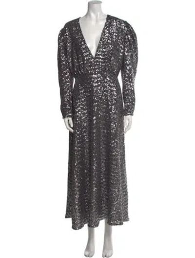 Pre-owned Borgo De Nor V-neck Long Dress W/ Tags In Silver