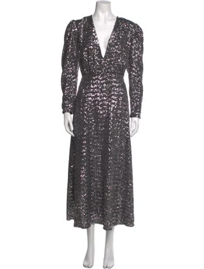 Pre-owned Borgo De Nor V-neck Long Dress W/ Tags In Silver