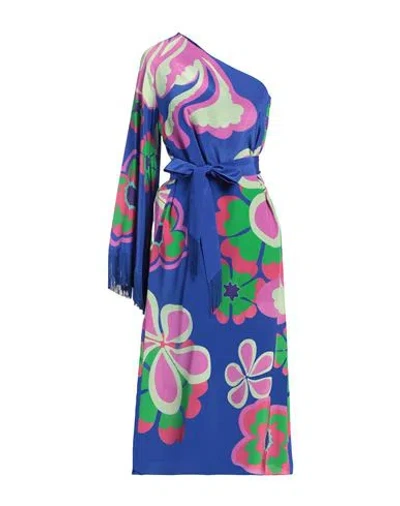Borgo De Nor Woman Midi Dress Blue Size 8 Viscose