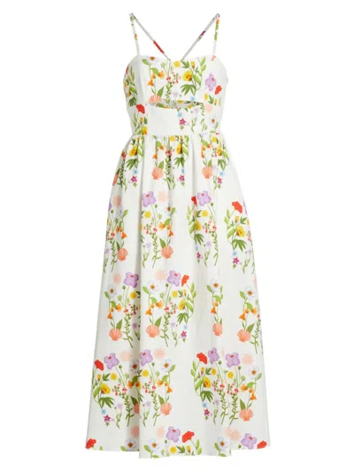 Borgo De Nor Women's Jordan Floral Cut-out Midi-dress In Terrazo Flower Sun White