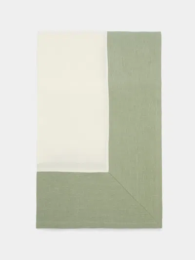 Borgo Delle Tovaglie Bauhaus Linen Large Rectangular Tablecloth  Abask Luxury Gift In Green