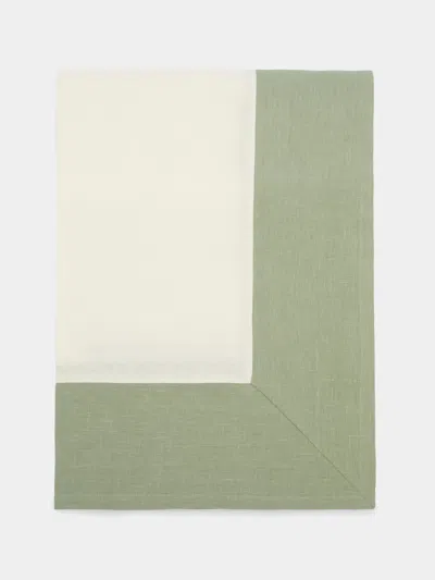 Borgo Delle Tovaglie Bauhaus Linen Round Tablecloth  Abask Luxury Gift In Green