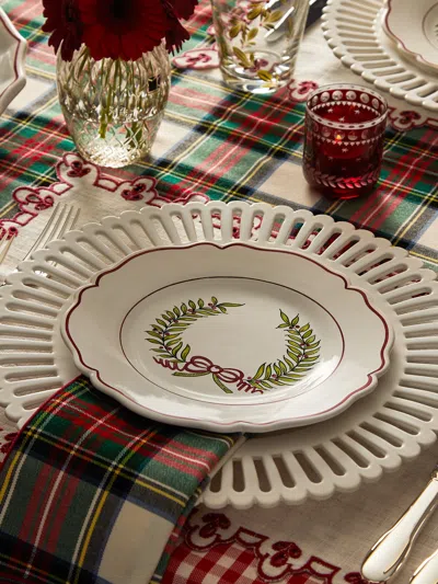 Borgo Delle Tovaglie Check Beppe Linen Napkins (set Of 4)  Abask Gift Set In White