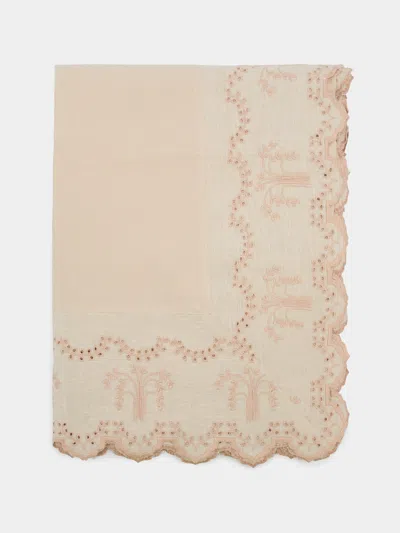 Borgo Delle Tovaglie Eden Embroidered Linen Rectangular Tablecloth  Abask Luxury Gift In Neutral