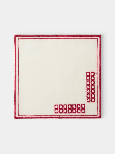 Borgo Delle Tovaglie Erica Embroidered Linen Cocktail Napkins (set Of 12) In Multi