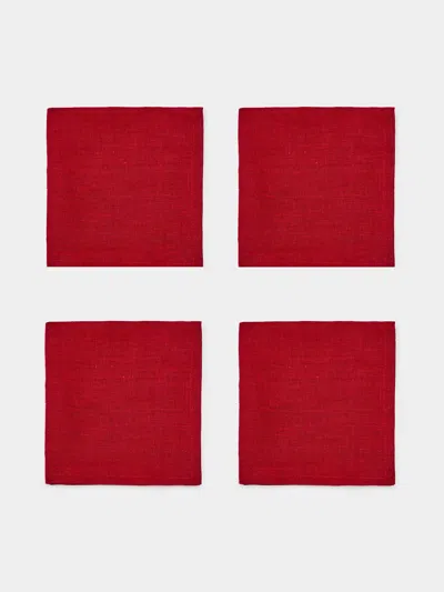 Borgo Delle Tovaglie Filo Linen Napkins (set Of 4)  Abask Gift Set In Red