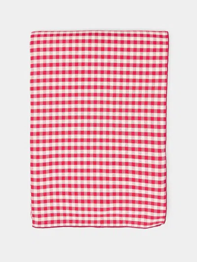 Borgo Delle Tovaglie Filo Rosso Sara Check Linen Large Rectangular Tablecloth  Abask Luxury Gift In Red