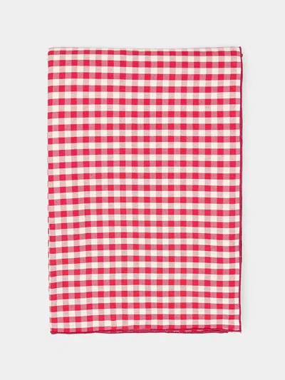 Borgo Delle Tovaglie Filo Rosso Sara Check Linen Rectangular Tablecloth  Abask Luxury Gift In Red