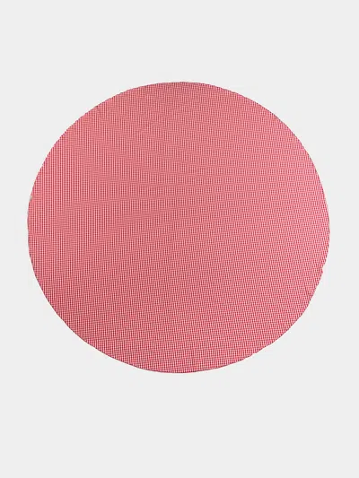 Borgo Delle Tovaglie Filo Rosso Sara Check Linen Round Tablecloth  Abask Luxury Gift In Red