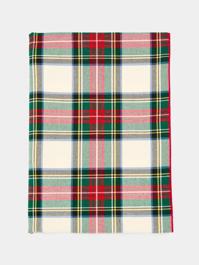 Borgo Delle Tovaglie Filo Tartan Cotton Large Table Runner  Abask Luxury Gift In White