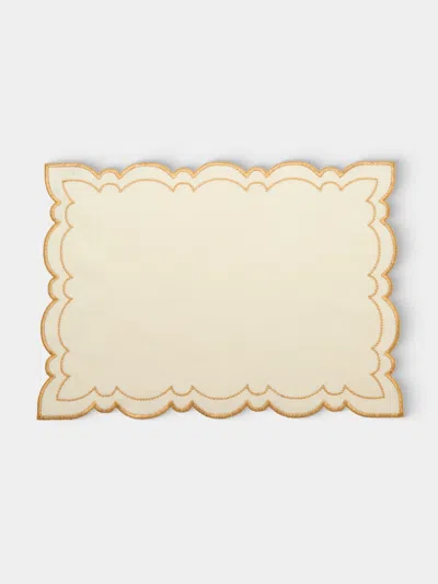 Borgo Delle Tovaglie Letizia Embroidered Linen Placemats (set Of 4) In White