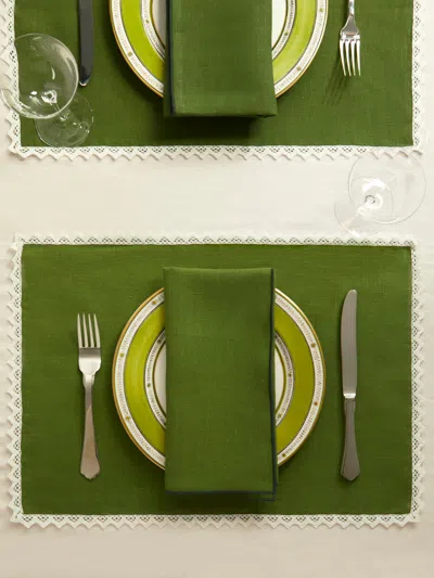 Borgo Delle Tovaglie Linen Crochet-edge Placemats (set Of 4)