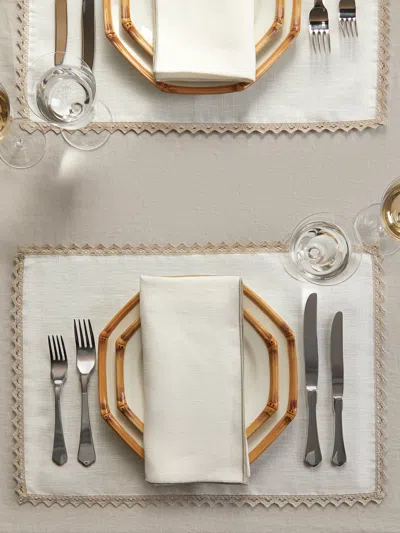 Borgo Delle Tovaglie Linen Crochet-edge Placemats (set Of 4)