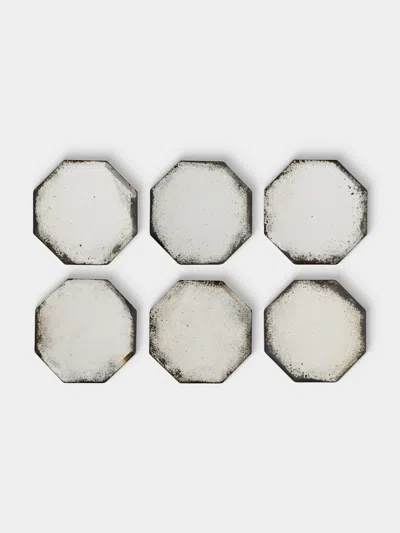 Borgo Delle Tovaglie Octo Mirrored Glass Coasters (set Of 6) In White