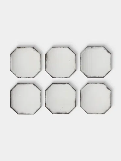 Borgo Delle Tovaglie Octo Mirrored Glass Placemats (set Of 6) In White