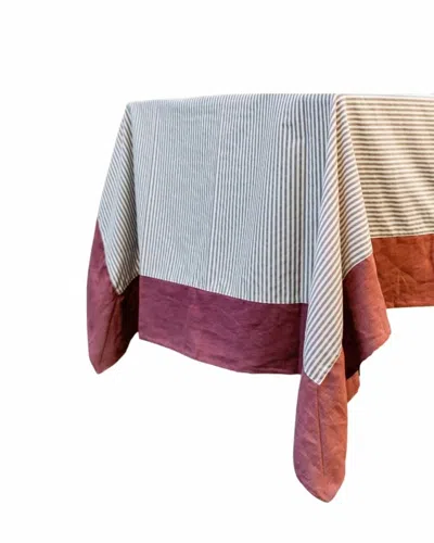Borgo Delle Tovaglie Stain Resistant Linen Bauhaus Tablecloth In Brown