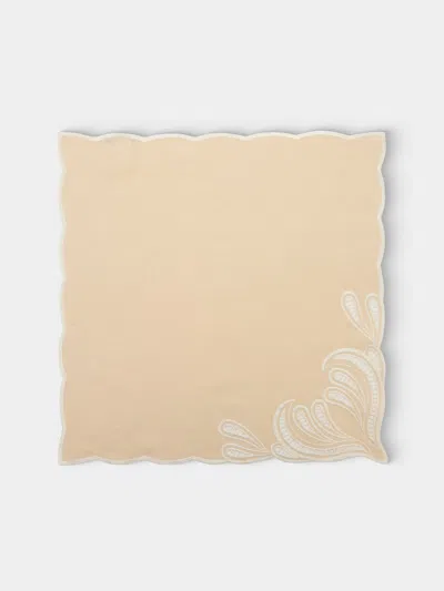 Borgo Delle Tovaglie Tecla Embroidered Linen Napkins (set Of 4) In White