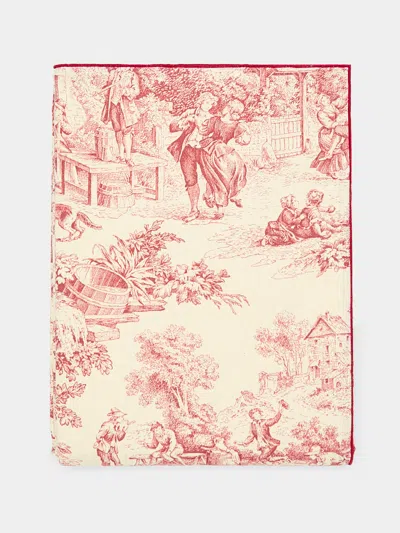 Borgo Delle Tovaglie Toile De Jours Cotton Large Rectangular Tablecloth  Abask Luxury Gift In Red