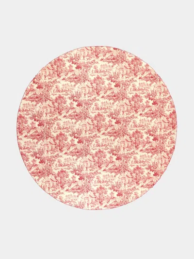 Borgo Delle Tovaglie Toile De Jours Cotton Round Tablecloth  Abask Luxury Gift In Red