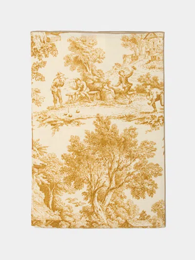 Borgo Delle Tovaglie Toile De Jours Linen Rectangular Tablecloth  Abask Luxury Gift In Yellow