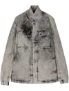 Boris Bidjan Saberi Distressed-effect Cotton-blend Denim Jacket In Grey