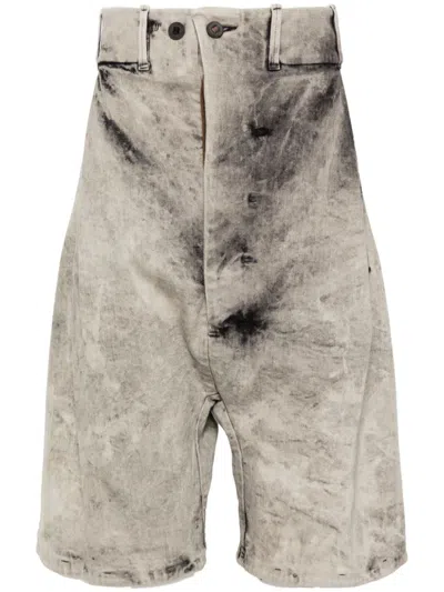 Boris Bidjan Saberi Acid-washed Denim Shorts In 灰色
