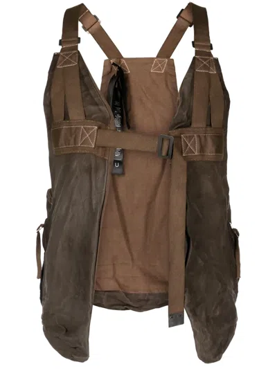 Boris Bidjan Saberi Adjustable-buckle Detail Gilet In Brown