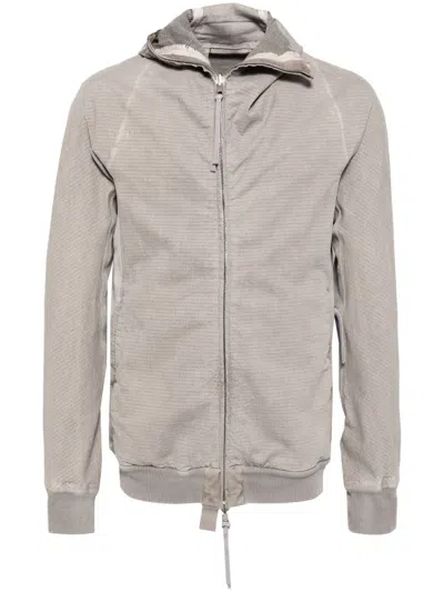 Boris Bidjan Saberi Asymmetric Cotton Hooded Jacket In Grey