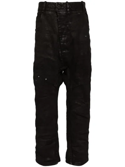 Boris Bidjan Saberi Asymmetric Drop-crotch Jeans In Black